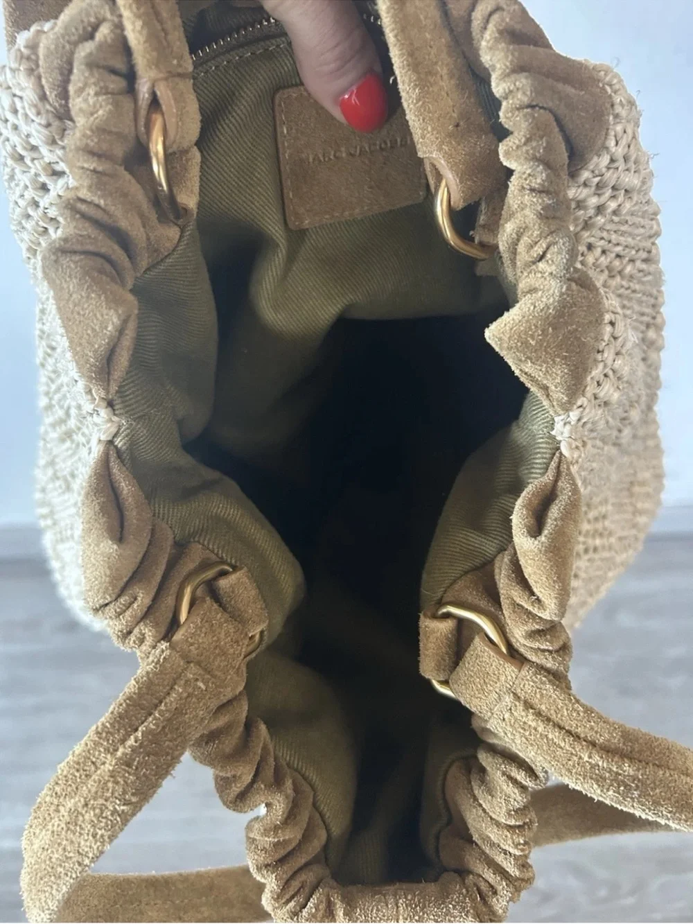Marc Jacobs Summer Woven Cristina Tote Natural Raffia Suede Shoulder Bag